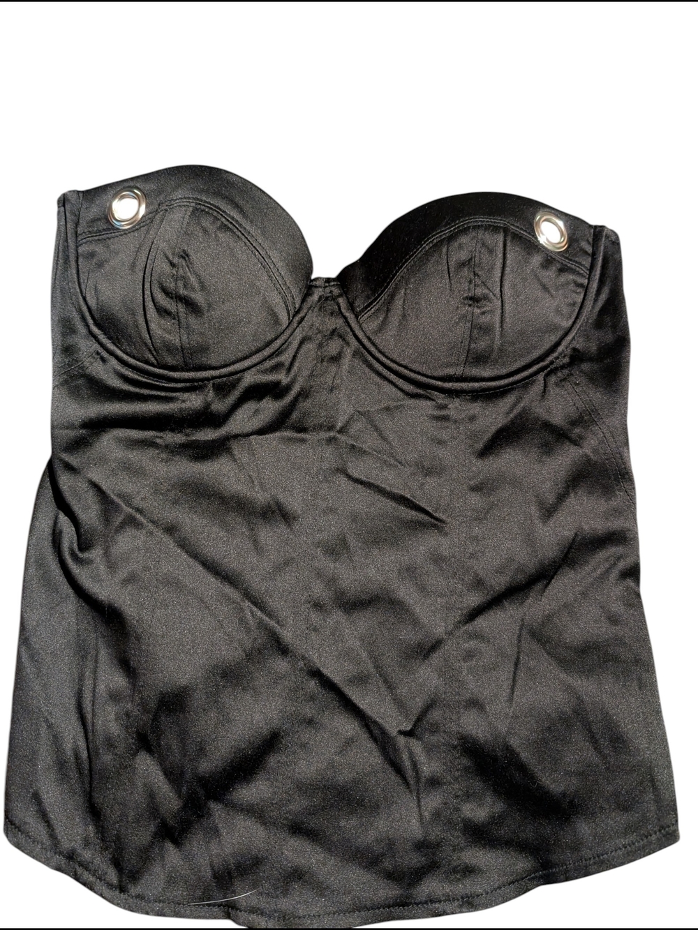 Urban Behavior Black Strapless Bustier Top with Grommet Detail